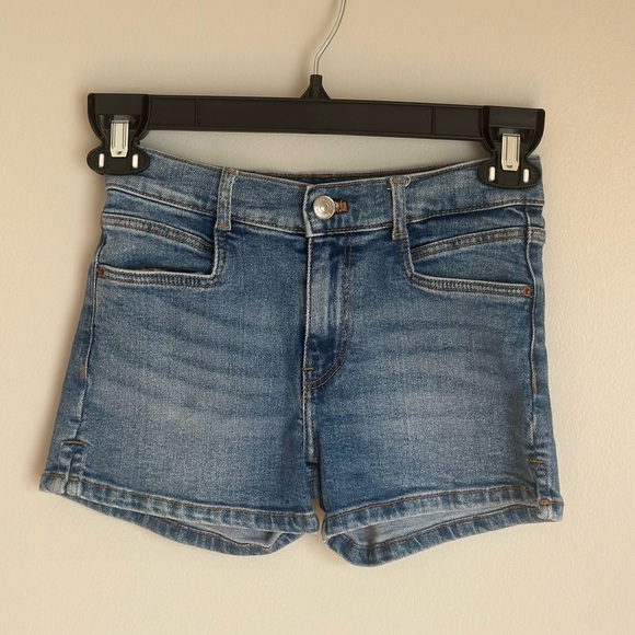 Zara Girls Denim Blue Jean Shorts Size 9 Adjustable Waist Button & Zipper - Picture 1 of 5